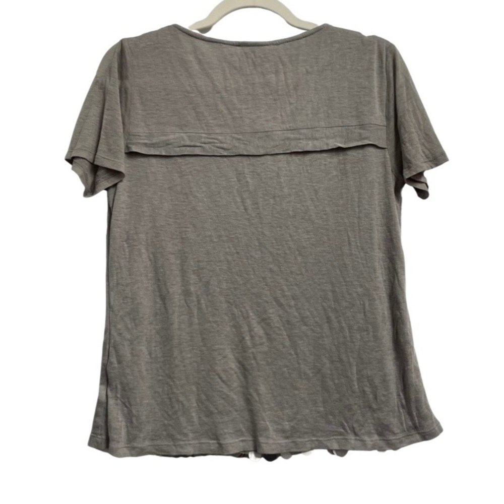 Worthington size medium gray short sleeve blouse with sequins - Picture 2 of 6